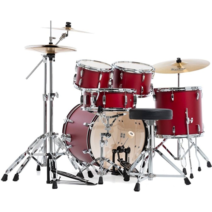 PEARL RS505C/C747 Roadshow Matte Red 5 Parça (20B/10T/12T/14F/14S) Aksamlı & Zilli Akustik Davul Seti
